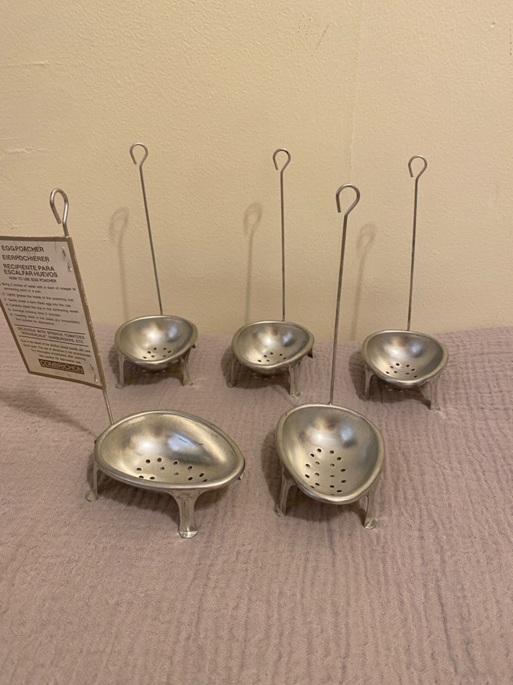 COMBRICHON Vintage Silver Egg Poachers Set - 5 Pieces